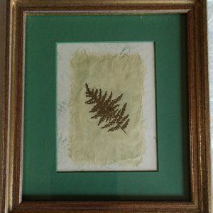 Gold Embossed Fern Frond, Framed and Matted